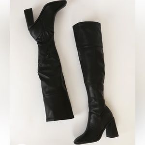 Valkyrie Black Square Toe Over The Knee Boots